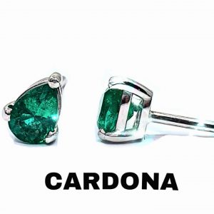 Topos oro BLANCO 18 K CON ESMERALDA talla LAGRIMA 0,85 ct PESO TOTAL APROX - hover