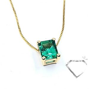 CADENA Y DIJE ORO AMARILLO 18 K CON ESMERALDA NATURAL - hover