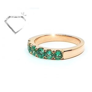 ARGOLLA ORO amarillo 18 K CON 6 ESMERALDAS REDONDAS 0,50 CT PESO TOTAL APROX - hover