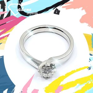 ANILLO COMPROMISO ORO BLANCO 18 K CON DIAMANTE NATURAL 0,38 CT - hover