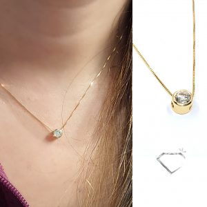 CADENA Y DIJE ORO AMARILLO 18 K CON DIAMANTE NATURAL TALLA REDONDA 0,25 ct - hover