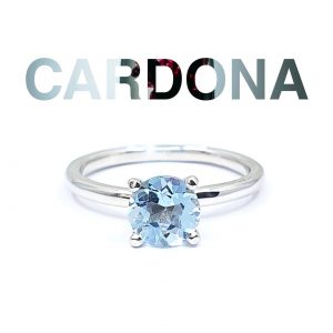 Anillo oro blanco 18 k con aguamarina natural - hover