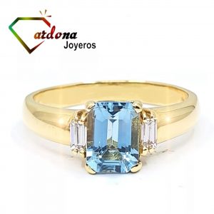 Anillo oro amarillo 18 k con topacio natural y Diamante - hover
