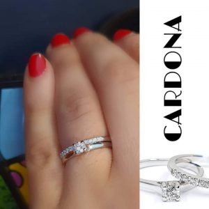 Anillo oro blanco 18 k con diamante natural 0.20 ct - hover