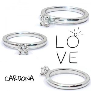 Anillo oro blanco 18 k con diamante natural 0.20 ct - hover