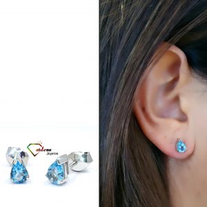 Topos oro blanco 18 k con topacio natural talla lagrima - hover