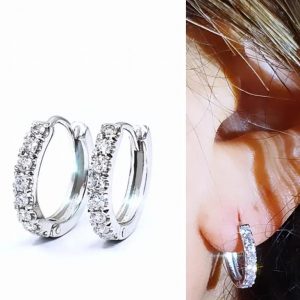 Candongas oro blanco 18 k y diamante 0,32 ct - hover