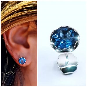 Topos oro blanco 18 k con topacio london blue - hover