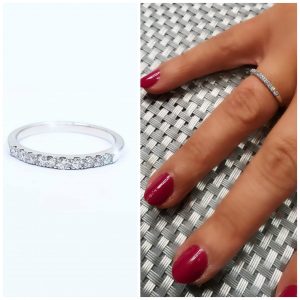 Argolla oro blanco 18 k con diamante natural 0,10 ct peso total aproximado - hover