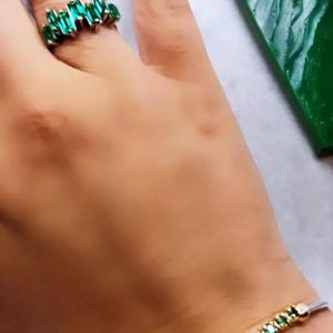 PULSERA ORO BLANCO Y AMARILLO 18 K CON ESMERALDA NATURAL - hover