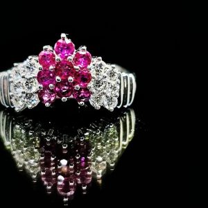 ARGOLLA PLATINO RUBI Y DIAMANTE - hover
